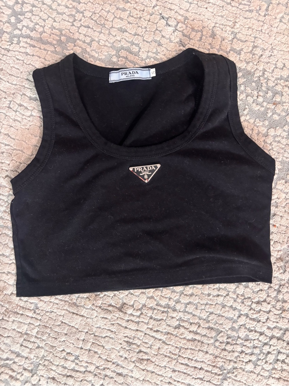 Prada Black Cropped Logo Tank